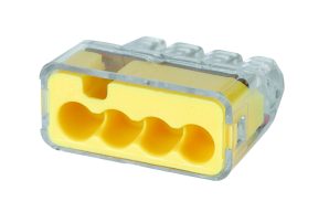 301034 - In-Sure Push-In Wire Conn, 34 4-Port Yel, 100/Box