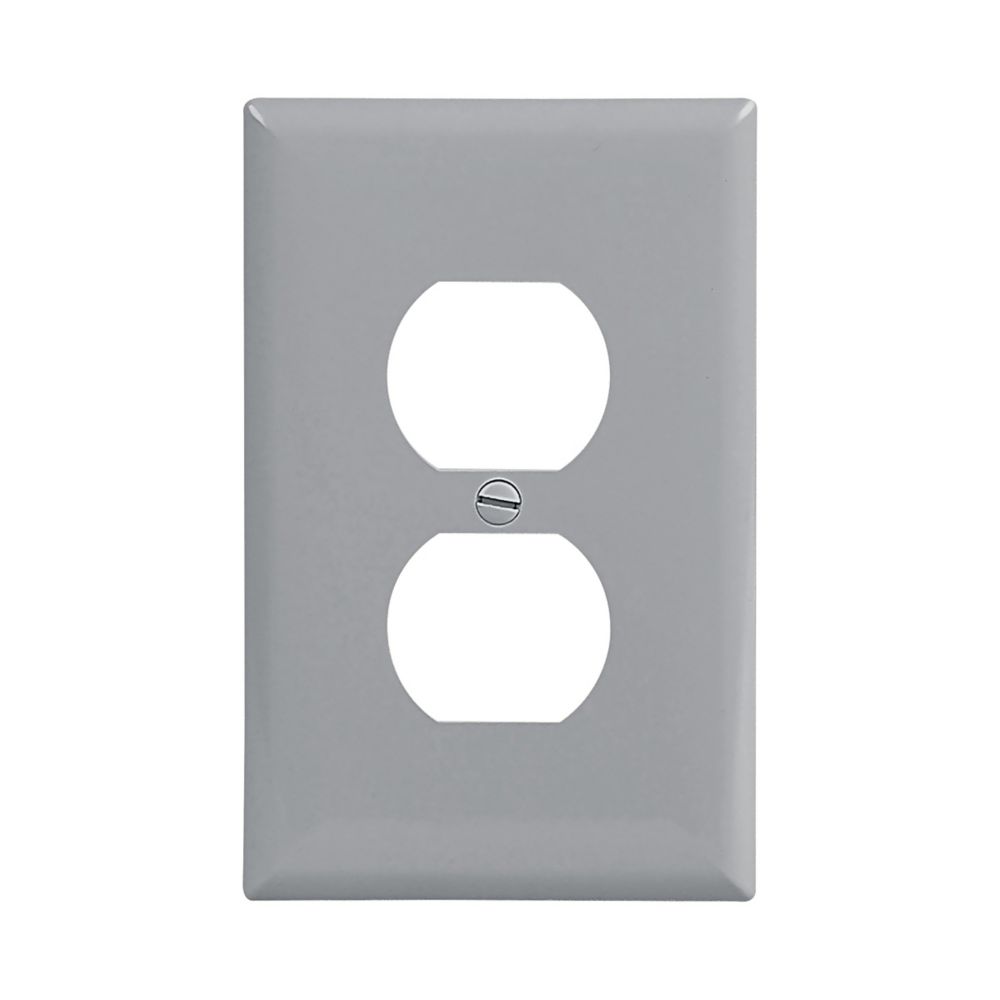 PJ8GY - Wallplate 1G Duplex Poly Mid Gy
