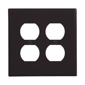 PJ82BK - Wallplate 2G Duplex Poly Mid BK
