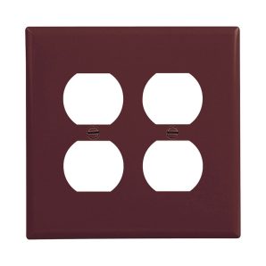 PJ82B - Wallplate 2G Duplex Poly Mid BR