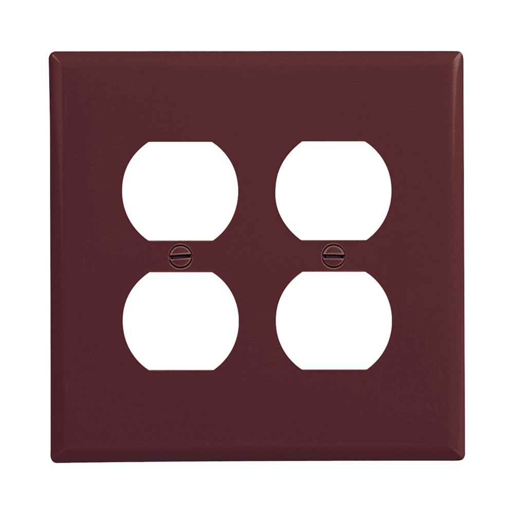 PJ82B - Wallplate 2G Duplex Poly Mid BR
