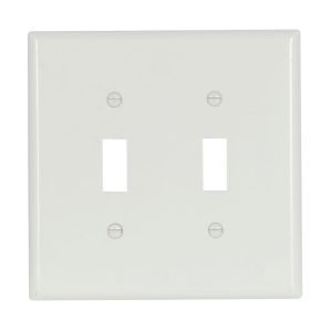2039W - Wallplate 2G Toggle Thermoset Mid WH