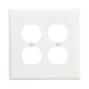 PJ82W - Wallplate 2G Duplex Poly Mid WH