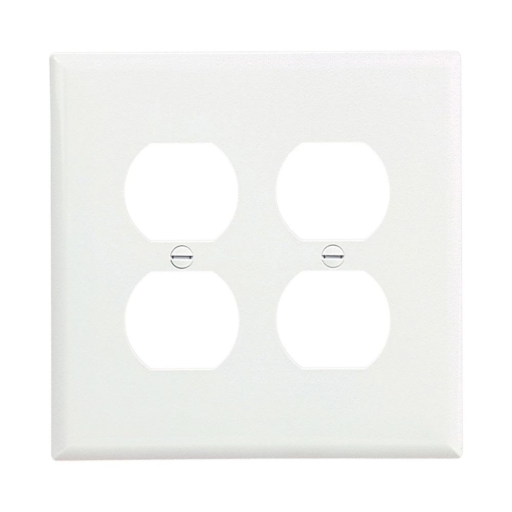 PJ82W - Wallplate 2G Duplex Poly Mid WH