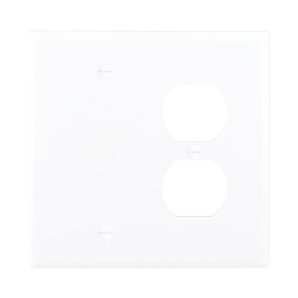 PJ138W - Wallplate 2G Duplex/Blank Poly Mid WH