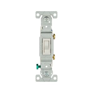 13017W - Switch Toggle SP 15A 120V GRD WH