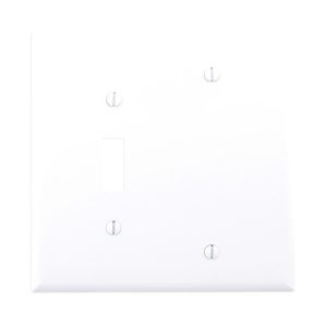 PJ113W - Wallplate 2G Toggle/Blank Poly Mid WH