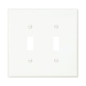 PJ2W - Wallplate 2G Toggle Poly Mid WH