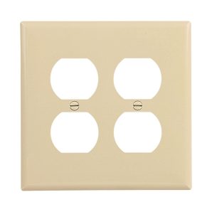 PJ82V - Wallplate 2G Duplex Poly Mid Iv