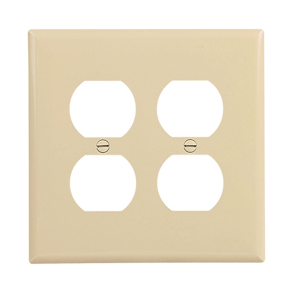 PJ82V - Wallplate 2G Duplex Poly Mid Iv