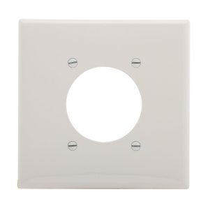 PJ703W - Wallplate 2G SGL Rec W/2.15"Hole Poly Mid WH