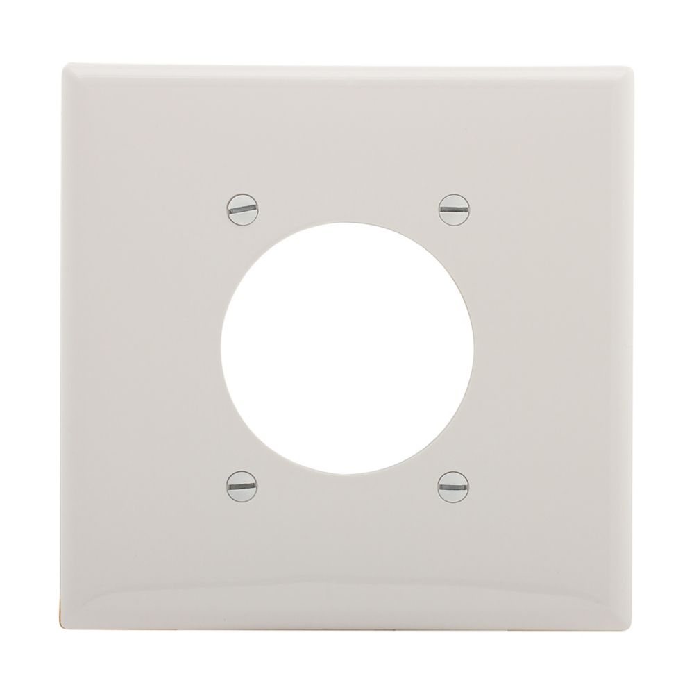 PJ703W - Wallplate 2G SGL Rec W/2.15"Hole Poly Mid WH