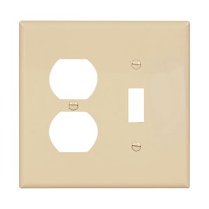 PJ18V - Wallplate 2G Toggle/Duplex Poly Mid Iv