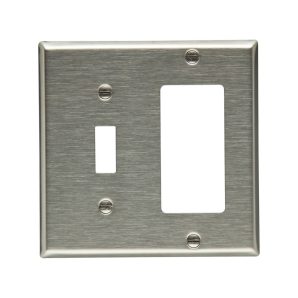 93432B0X - Wallplate 2G Combo Toggle/Deco STD SS