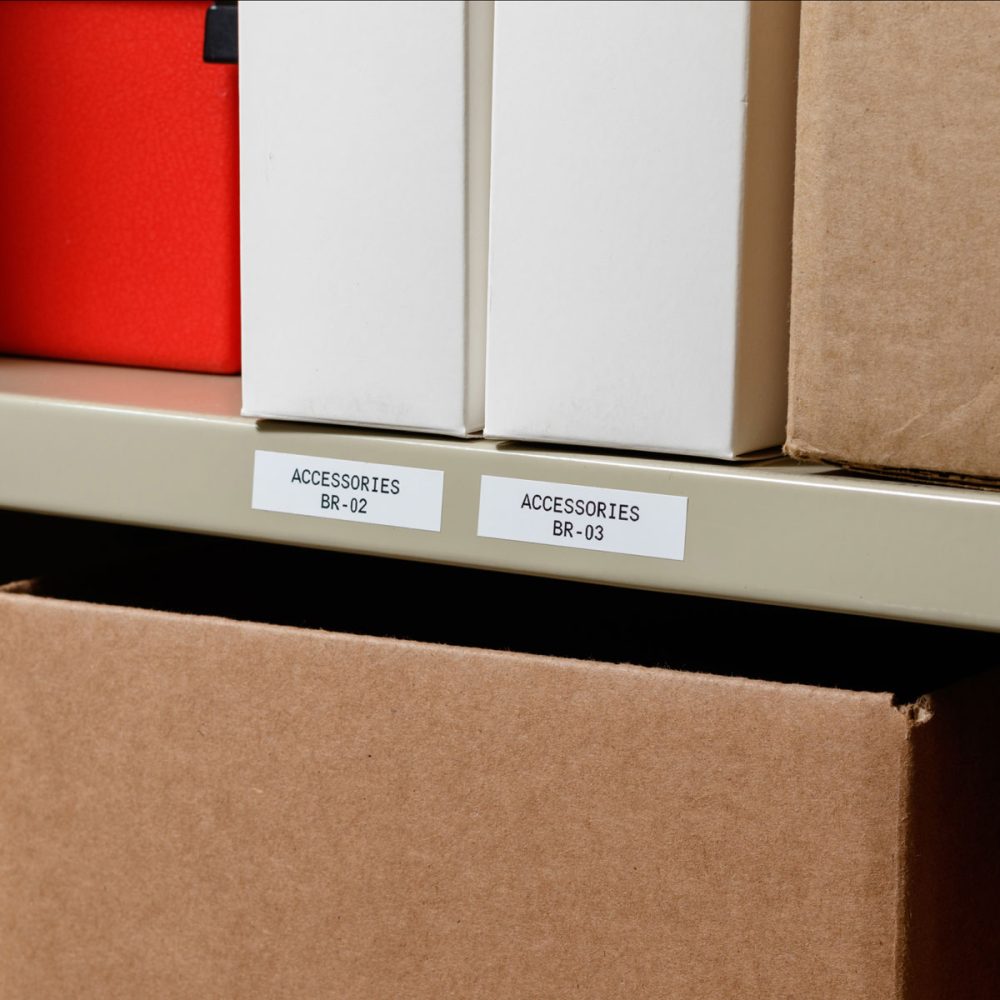 M21500595WT - All Weather Vinyl Label Tape W/Ribbon, 0.5" BK/WH - Image 6