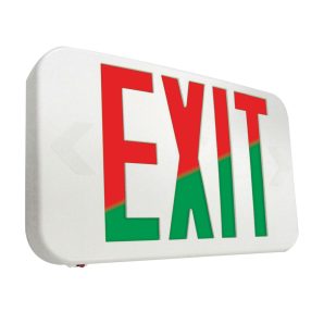 APX7RG - Led Exit White Red/Green LTR Self Powered Uni Face