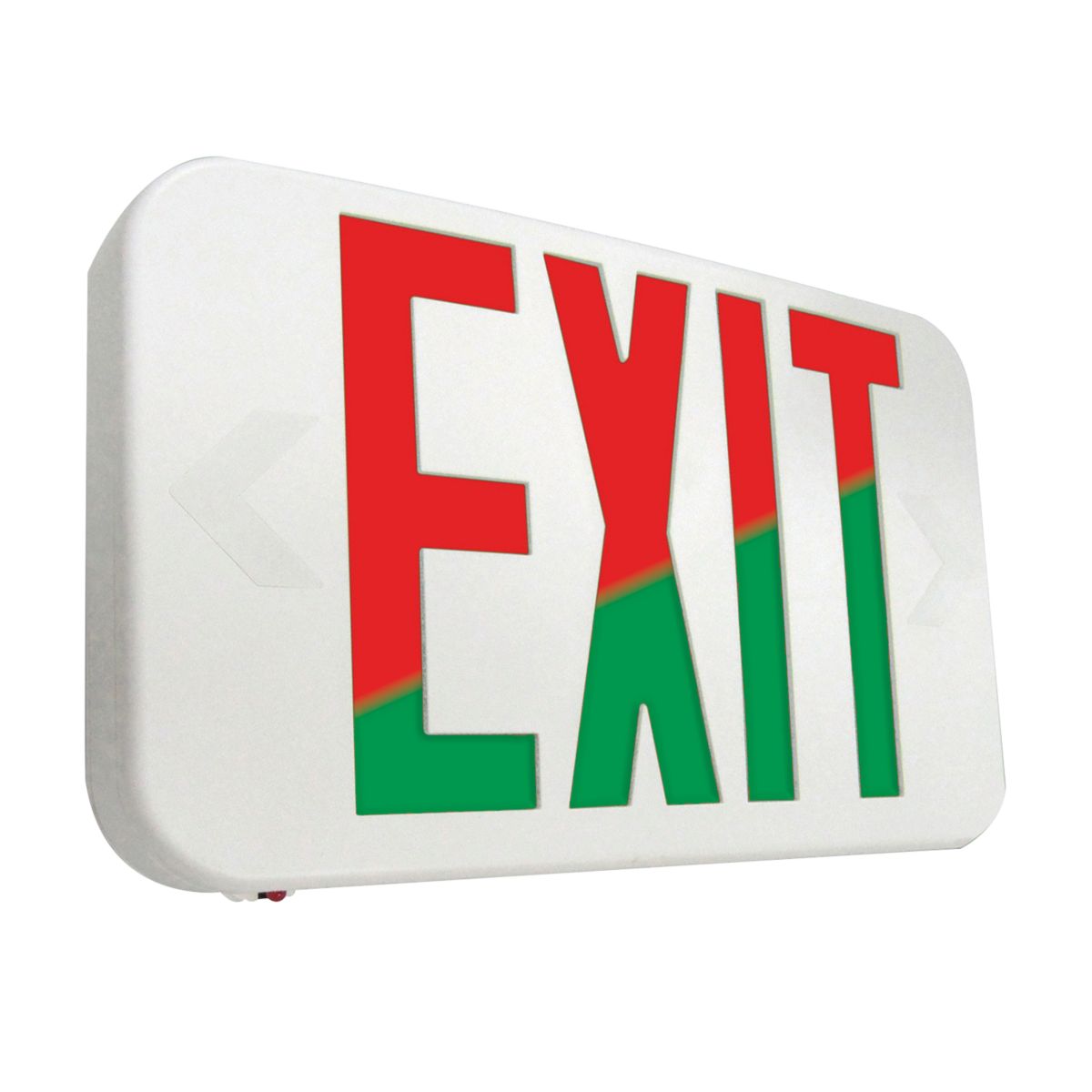 APX7RG - Led Exit White Red/Green LTR Self Powered Uni Face