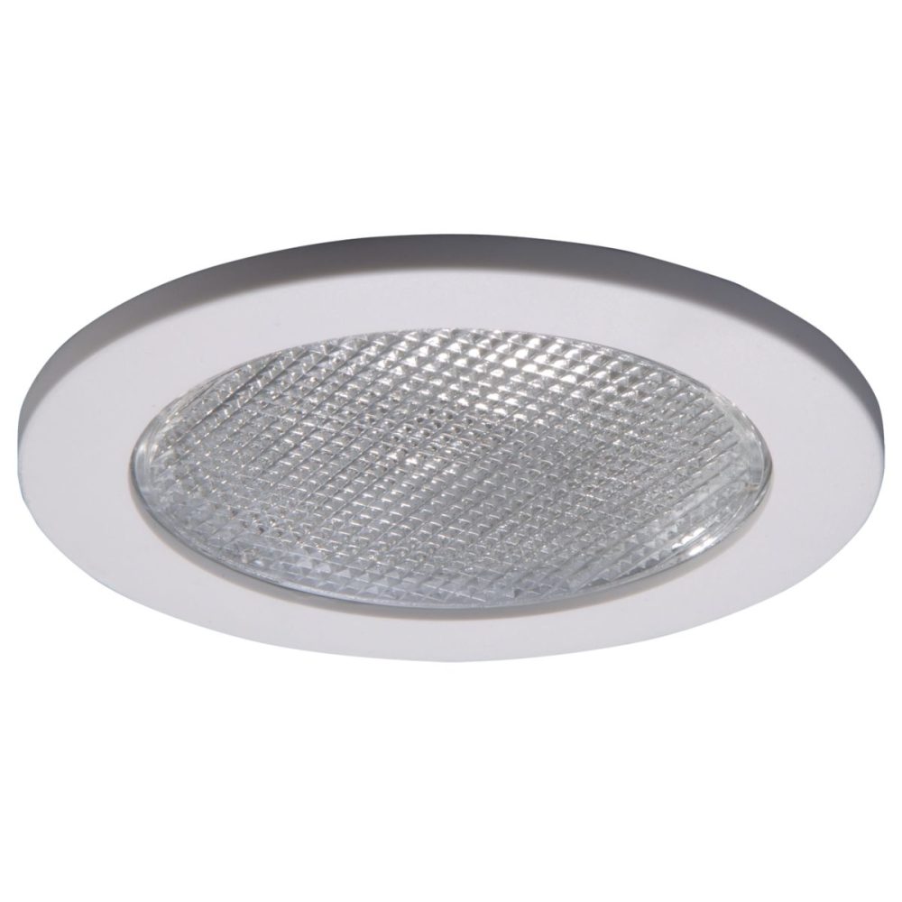 951PS - 4" Trim Lensed Showerlight 120V White Trim With GL