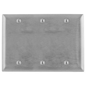 SS33 - Wallplate, 3-G, Blank, SS, Box