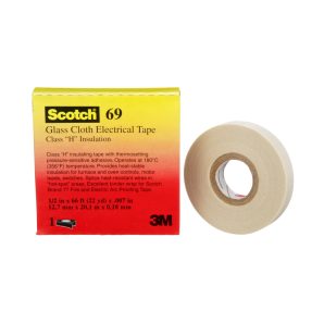 6912X66 - Glass Cloth Electrical Tape, 1/2" X 66', WH