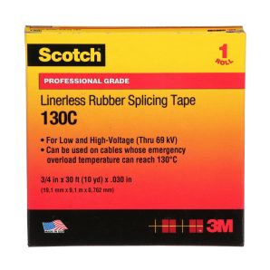 130C34X30 - Linerless Rubber Splicing Tape, 3/4" X 30', BK