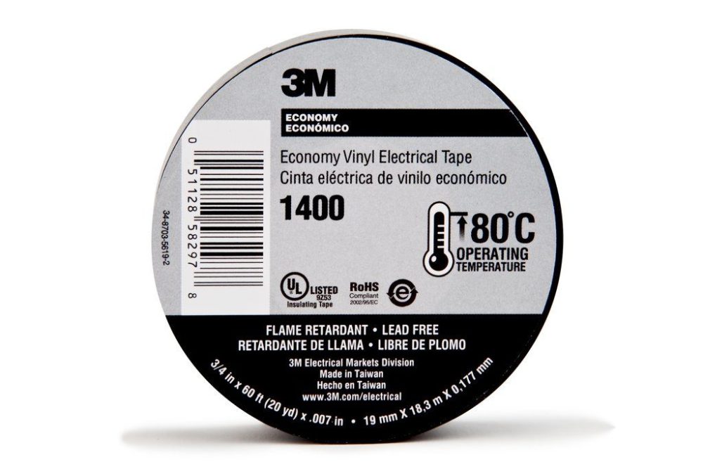 140034X60 - Economy Elec Vinyl Tape 3/4" X 60', Black, 10/Carton