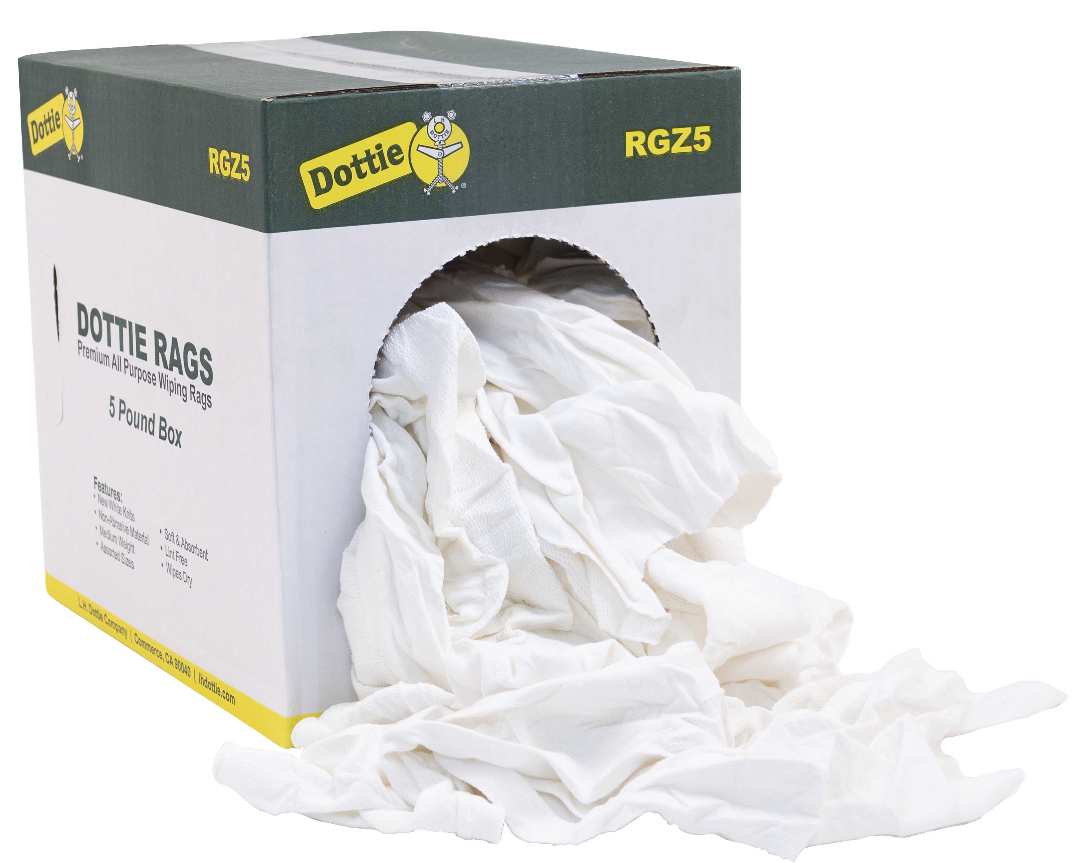 RGZ5 - 5 LB Box New White Knit Rags - Image 2
