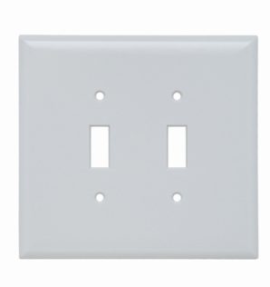 SP02W - Plastic Wallplate Jumbo 2G 2 Toggle W/Out Line WH