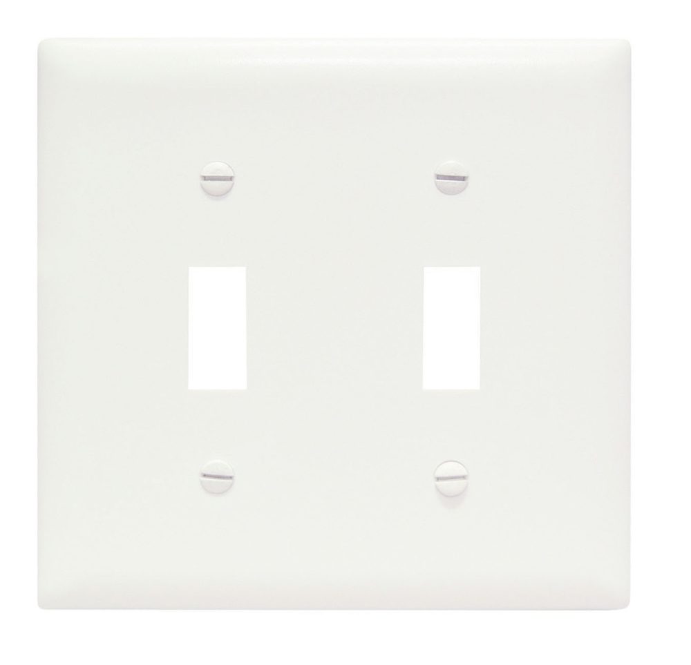 PJ2W - Wallplate 2G Toggle Poly Mid WH