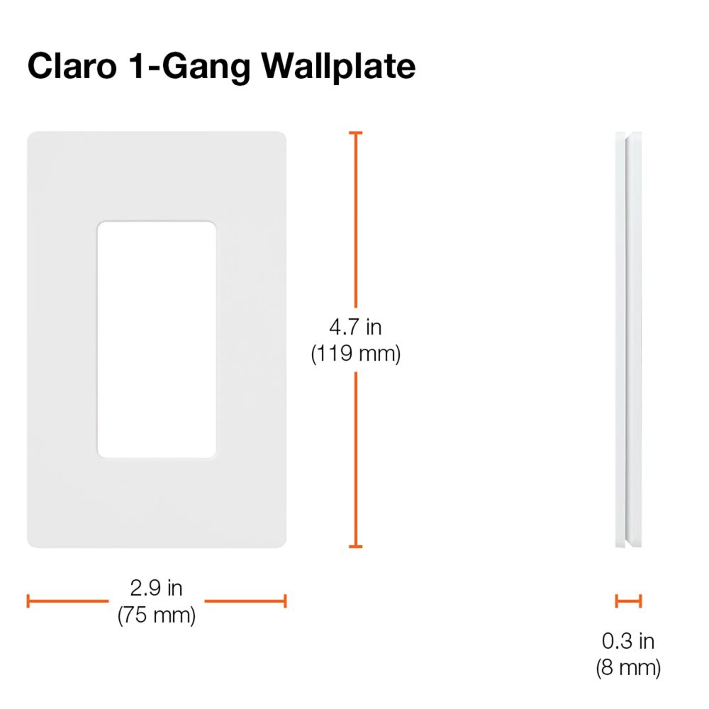 CW1WH - Claro Wallplate 1 Gang White - Image 2