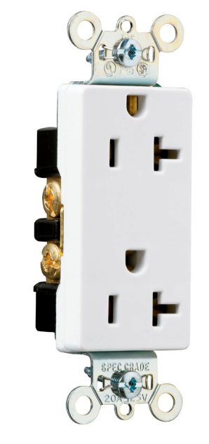 26352W - Decor Recp 20A 125V S+B WH